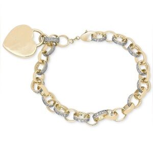 Gold and Silver Heart Charm Bracelet